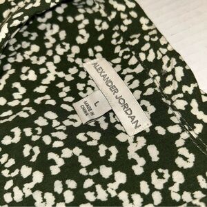 Alexander Jordan Women’s L Green/Off White Dalmatian Blouse Collared